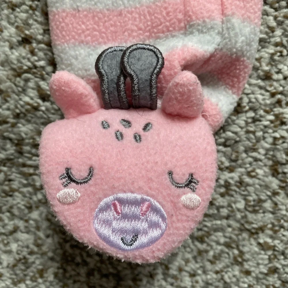 Rene Rofe Baby Pink and Gray Striped Footie